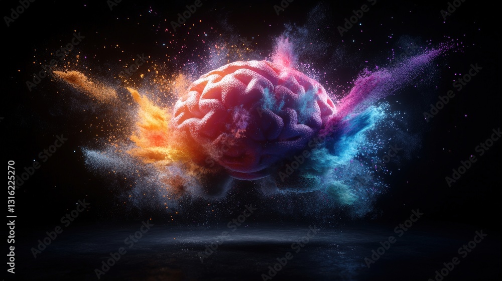Aufkleber conceptual image of a brain exploding with creativity representing the overflow of ideas and imagina