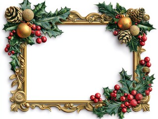 Decorative christmas border frame framing element on white background