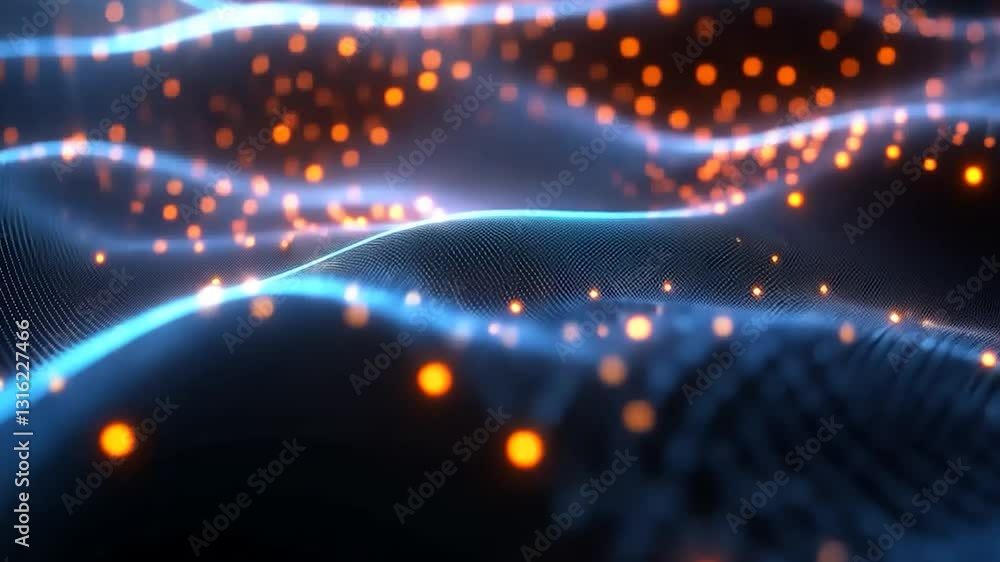 Wall mural abstract digital wave: glowing particles and dynamic energy