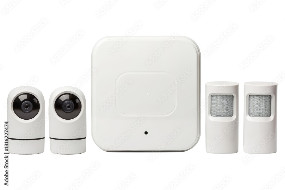 Poster wireless home security system isolated with transparent background