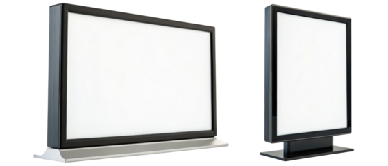 Blank digital signage displays isolated with transparent background