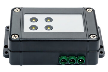 Fototapeta premium Black control box with LEDs isolated with transparent background