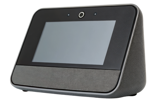 Smart home display with camera isolated with transparent background - Powered by Adobe