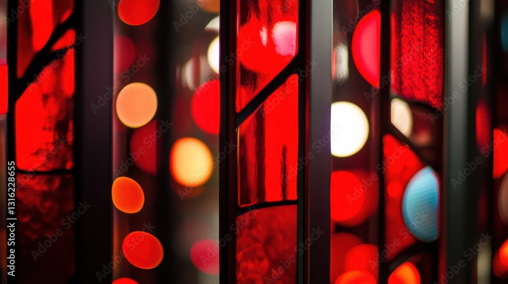 Poster Bold crimson and jet-black bokeh create a striking visual contrast in soft illuminated spaces