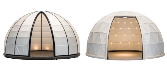 Inflatable dome structures for relaxation isolated with transparent background