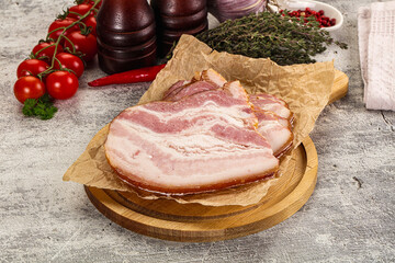 Smoked pork belly slices snack