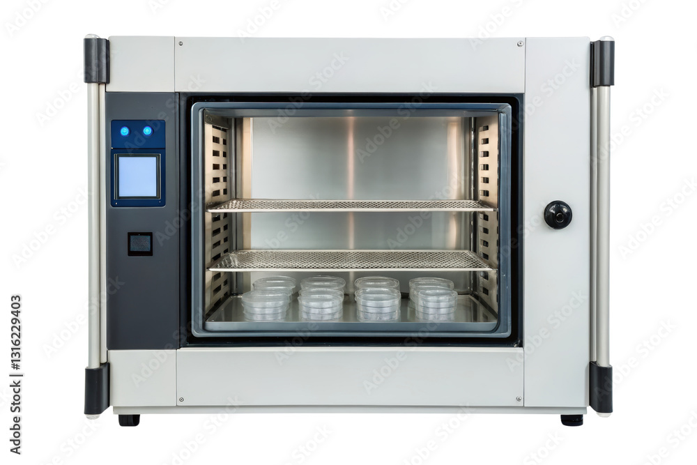Poster laboratory incubator with samples isolated with transparent background