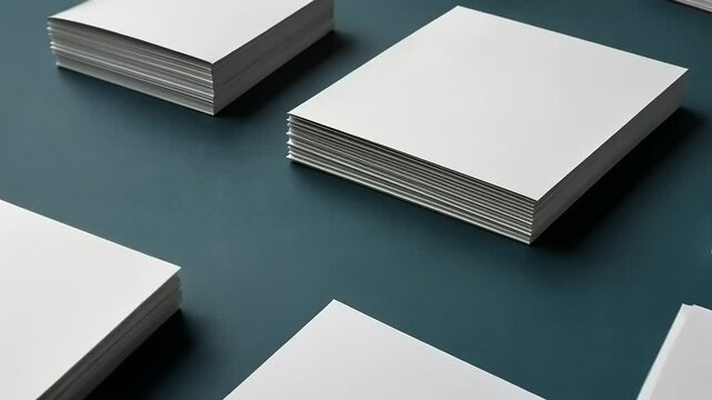 A collection of blank paper stacks arranged on a dark surface, ideal for creative projects.