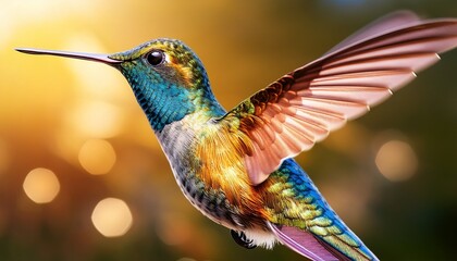 Fototapeta premium A Hovering Hummingbird’s Feathers in Extreme Detail