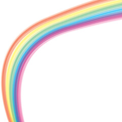 Rainbow on white background with transparent colors. Vector illustration. Perspective diagonal view. Colorful circle arch. Beautiful meteorological phenomenon occurs after rain.