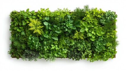 Naklejka premium Stunning aerial view of a green wall covered with vibrant plants captured from above in a lush botanical scene
