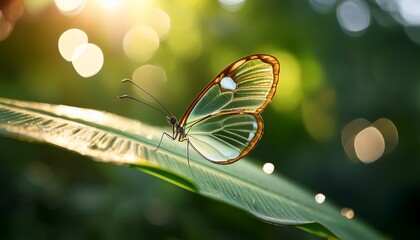 The Transparent Wings of a Glasswing Butterfly