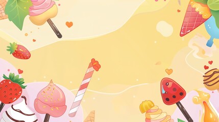 The Ice Cream Background of Children's Day: The Childlike Innocence and Joyful Spectacle Blooming in the Cool and Sweetness