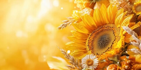 Naklejka premium Pure and Golden Sunflower Oil banner