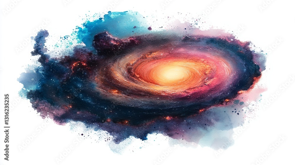 Poster the cosmos is illustrated as a dark blue black galaxy isolated on a transparent background, symboliz