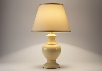 Illuminated Table Lamp with Cream Shade and Elegant Base Design