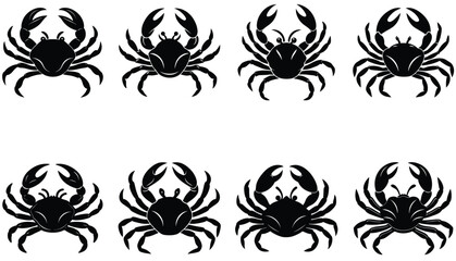 Crab Vector Shilhouette Bundle Set Icon.