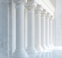 Fototapeta premium An isolated white pillar on a transparent background showcases the elegance of classical Greek or Roman architecture, highlighting the intricate details of a vintage facade and the timeless beauty of