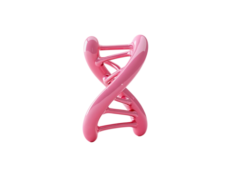 3d cartoon pink chromosome isolated on transparent background cutout - Powered by Adobe