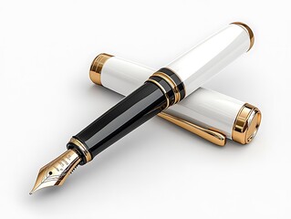 Naklejka premium Elegant fountain pen showcase modern office product image minimalist design close-up perspective