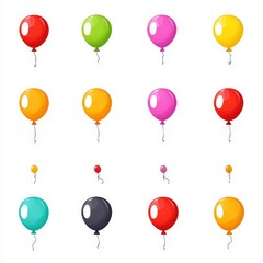 Balloon icon set cut out isolated on white background