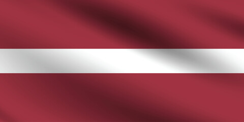Naklejka premium Latvia flag official colors and proportion digital vector illustration. Pleated flag.