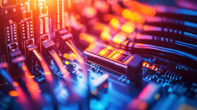 Abstract Technology Background with Colorful Light and Cables