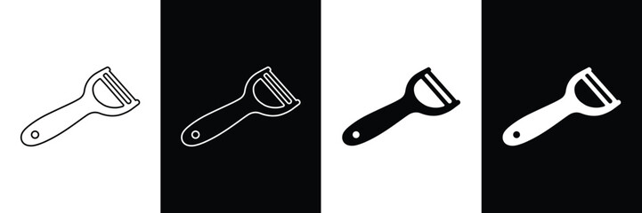 Peeler Icon Set in Black and White
