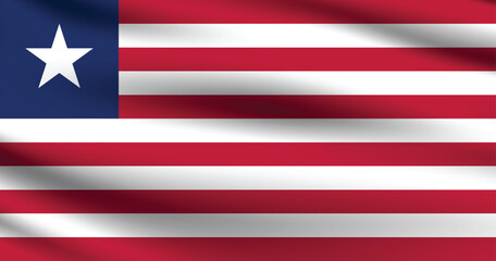 Liberia flag official colors and proportion digital vector illustration. Pleated flag.
