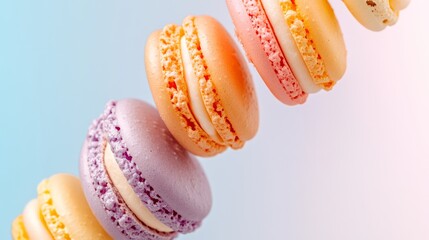 Macarons floating in midair, with space for text.