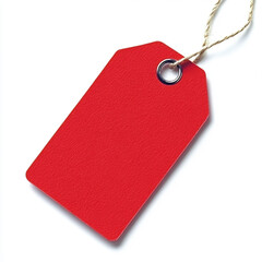 Red Tag on White Background, Isolated on the Left for Text or Design Space