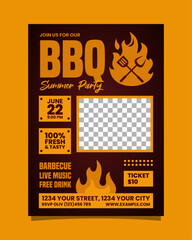 BBQ summer party vertical poster flyer vector template design
