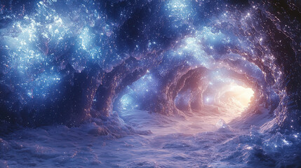 Cosmic wave journey through a starry ocean digital art abstract environment surreal viewpoint