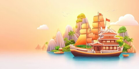 Obraz premium Vietnam travel banner