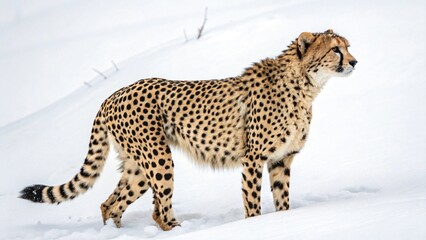 Majestic Cheetah in Winter Wonderland Snow Wildlife Big Cat