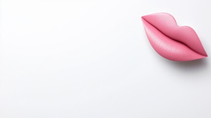 A close-up view of stylized pink lips against a minimalist white background, creating a chic and modern appearance.
