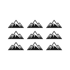 Nine Simple Black and White Mountain Silhouettes