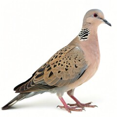 Fototapeta premium Eurasian Collared Dove Bird Profile Detailed Close up Isolated White Background