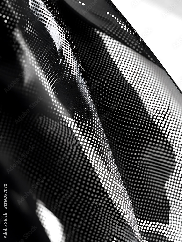 Poster abstract black and white dotted texture with wavy pattern surface style