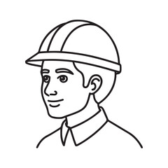 Hard hat profile outline icon, isolated on white background. vector illustration