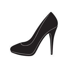 High heels shoe silhouette icon, isolated on white background. Vector illustration