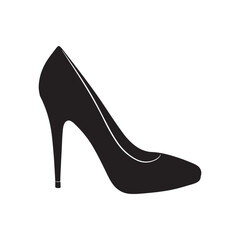 High heels shoe silhouette icon, isolated on white background. Vector illustration