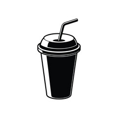 Takeaway beverage cup with straw icon