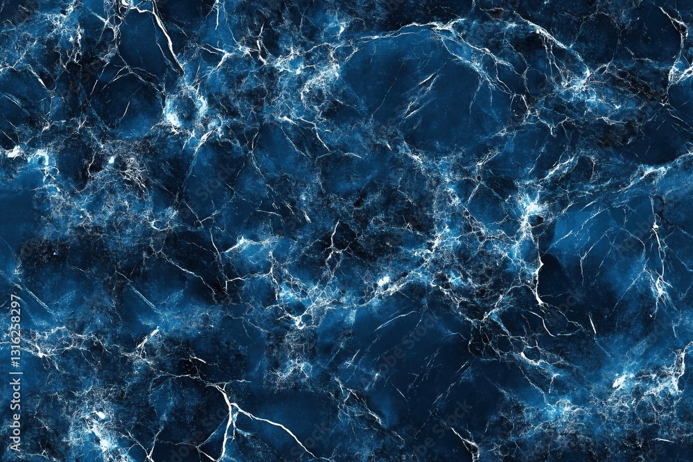 Poster seamless textured background featuring a deep blue marble pattern with white veins, creating a strik