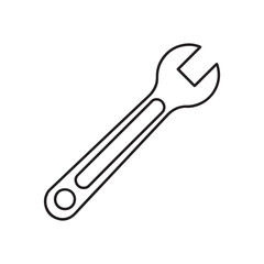 Wrench outline icon, isolated on white background. Vector illustration