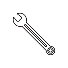 Wrench outline icon, isolated on white background. Vector illustration