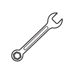 Wrench outline icon, isolated on white background. Vector illustration