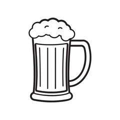 Beer mug outline icon, isolated on white background. Vector illustration