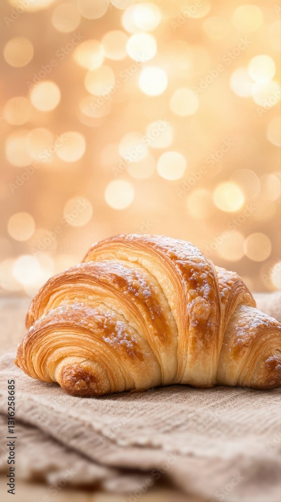 Poster elegant croissant with melted butter beautifully presented in soft bokeh background creating a luxur