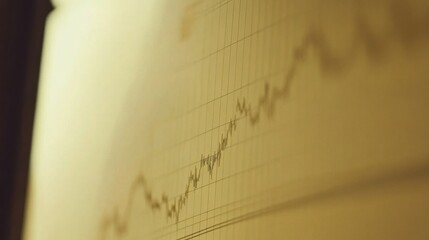 Financial Chart Analysis with Upward Trend on Blurred Background